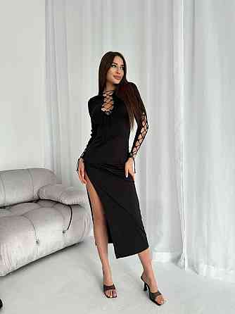 Жіноча романтична сукня міді з розрізом щільний мікродайвінг Одеса