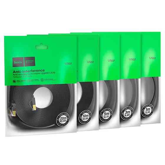 Кабель мережевий для інтернету HOCO US07 General, 20 м, чорний Винница