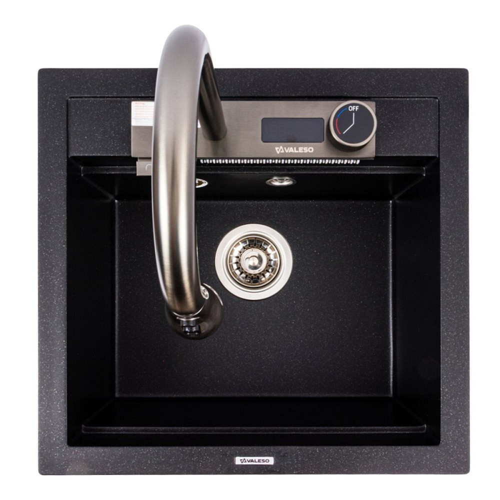 VALESO Гранітна мийка VALESO VIVA 5149 матова Чорний металік Коломыя - изображение 5