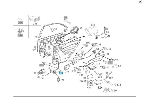 Mercedes-Benz  A2208100330 Попільничка задніх лівих дверей S-class short W220 S-class long V220 Одесса