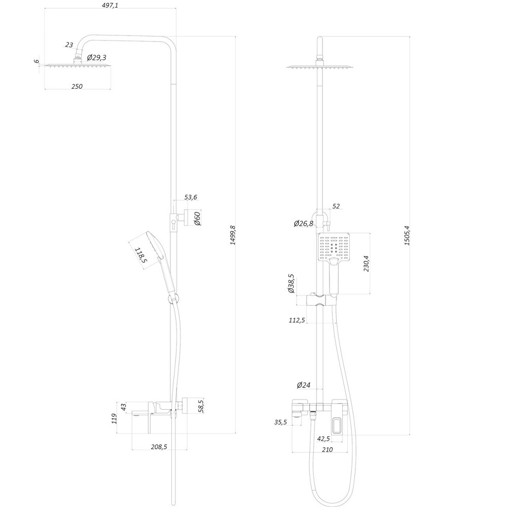 Душовая система Globus Lux PIANO GLPN-0099 (000032221) Киев - изображение 2