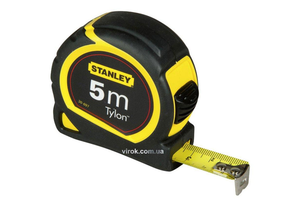 Рулетка STANLEY "Tylon" : 5 м х 19 мм. ергономічний корпус пластик + еластомер, Tylon покриття Одеса - фото 1