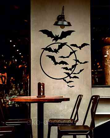 Декоративне настінне Панно «Кажани», Декор на стіну 70*62 см, Чорний Київ