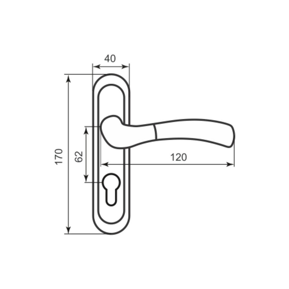 Ручка на планке RDA Siena мат никель/хром кл (под замок 1025 одноригельный) Киев - изображение 2