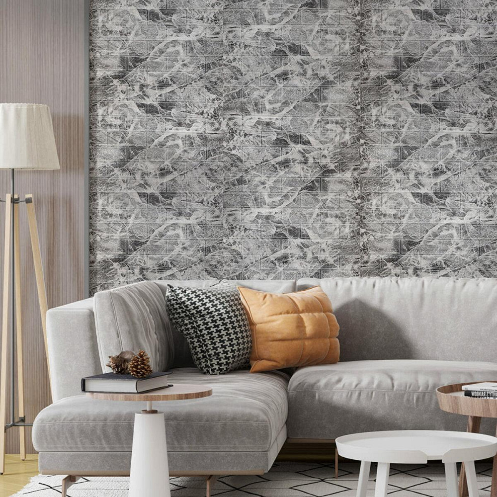 R061-2-20 Панель стеновая в рулоне 3D 700х19600х2мм Мрамор Чёрный SW-00002279 Днепр - изображение 6