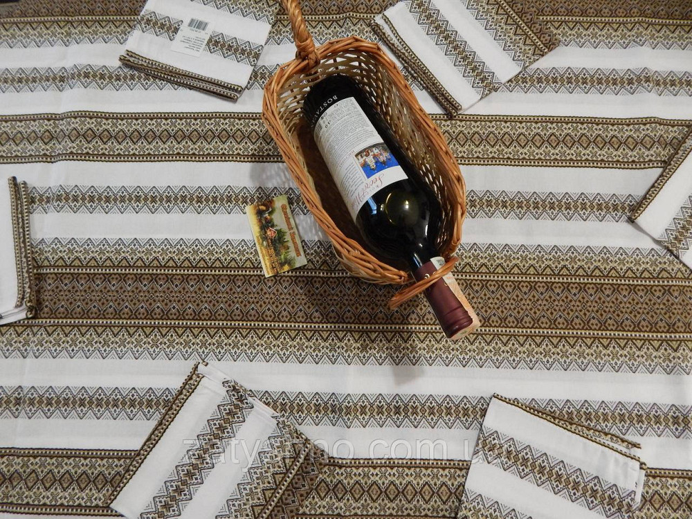 Кавова скатертина з серветками вишита на бавовні Київ - фото 4