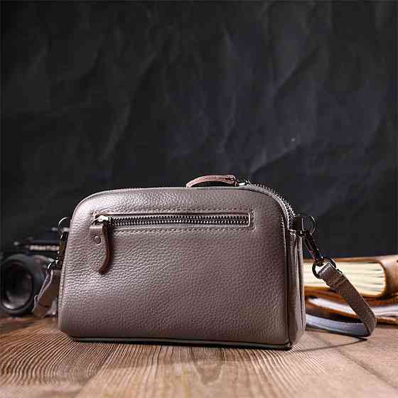 Сумка-клатч у стильному дизайні з натуральної шкіри 22099 Vintage Сіра Київ