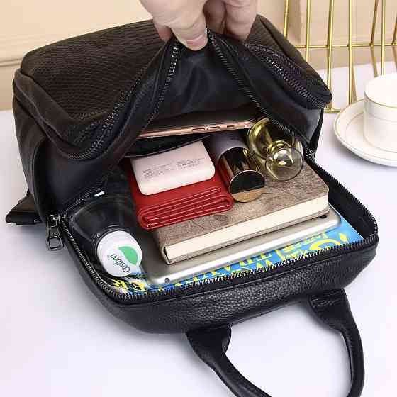 Рюкзак женский из натуральной кожи. Черный рюкзак городской кожаный TidinBag Киев