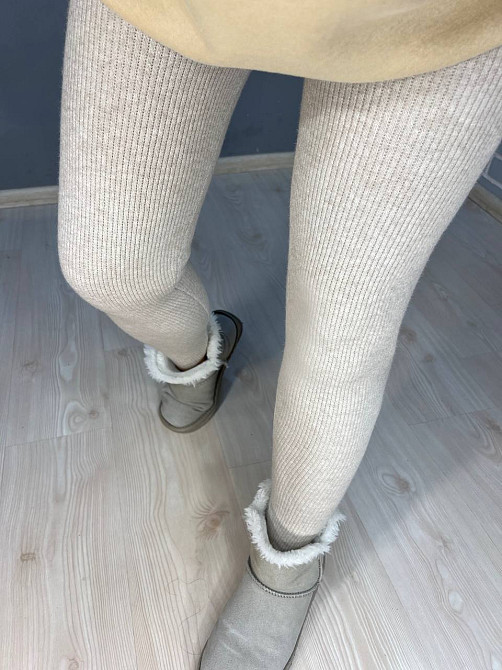 Лосини жіночі U 6161 - 6126 в'язка рубчик теплі з начесом на ангорі one size бежеві, бежевий, one size Київ - фото 17