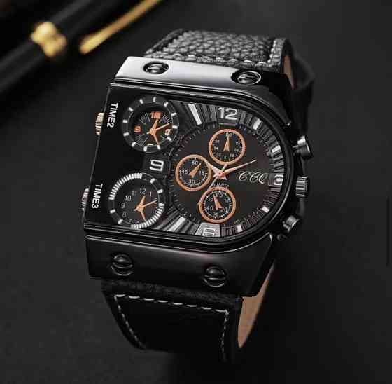 Подарунковий набір для чоловіків наручний годинник браслет кулон та кільце чорний Київ