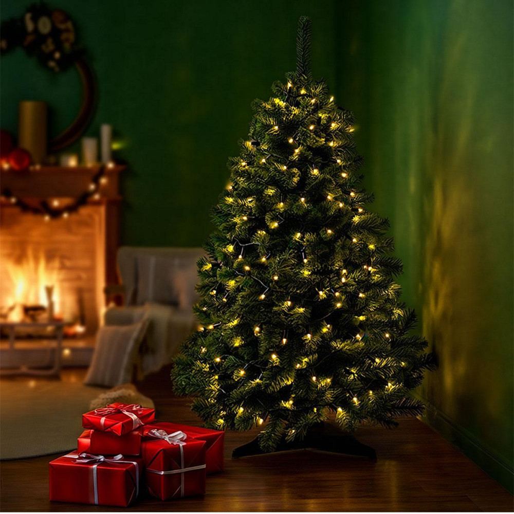 Новорічна гірлянда кімнатна нитка 18 м 180 LED кімнатна гірлянда чорний провід Жовте світло W180LED18MBY Київ - фото 8