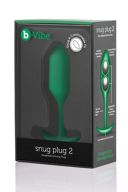 Анальная пробка со смещенным центром тяжести B-Vibe Snug Plug 2, силиконовая, зеленая Sex Aura Киев - изображение 8
