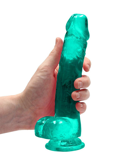 Зеленый реалистичный фаллоимитатор с мошонкой REALROCK CRYSTAL CLEAR, 21 см Sex Aura Киев - изображение 3