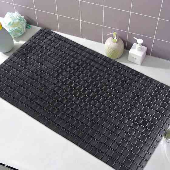 Коврик для ванной и душа с присосками Bathlux силиконовый, противоскользящий, люкс качество Черный Каменец-Подольский