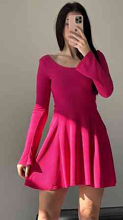 Жіноча стильна романтична сукня вільного крою з трикотажу в рубчик Малина, 46/48 Одеса