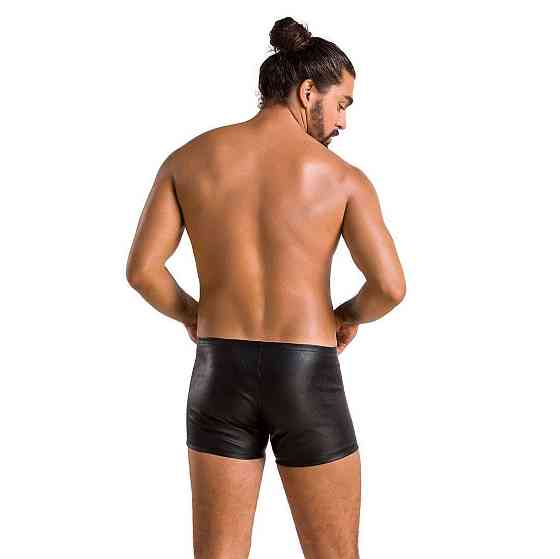 Мужские кожаные боксеры с молниями Passion 049 SHORT MATT L/XL Black Sex Aura Киев