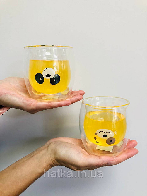 Піала чашка подвійне скло Olens "Панда" 250 мл прозора з пандою Київ - фото 2