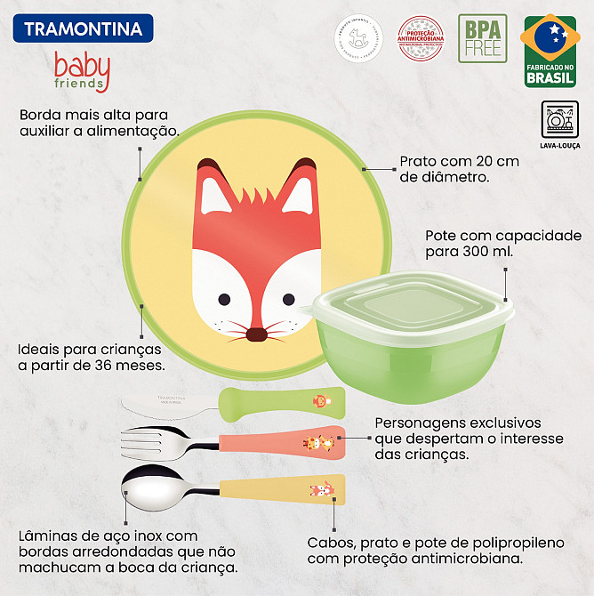 Набор детской посуды Tramontina Baby Friends, 5 предметов (6710900) Киев - изображение 3