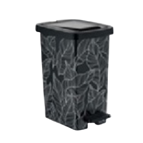 Відро для сміття slim 15л пластик лаврове листя на чорному Leaves Decor ELIF Житомир