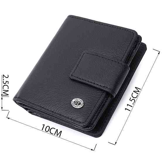 Жіночий гаманець з монетницею та блоком для пропусків із натуральної шкіри ST Leather 22713 Чорний Київ