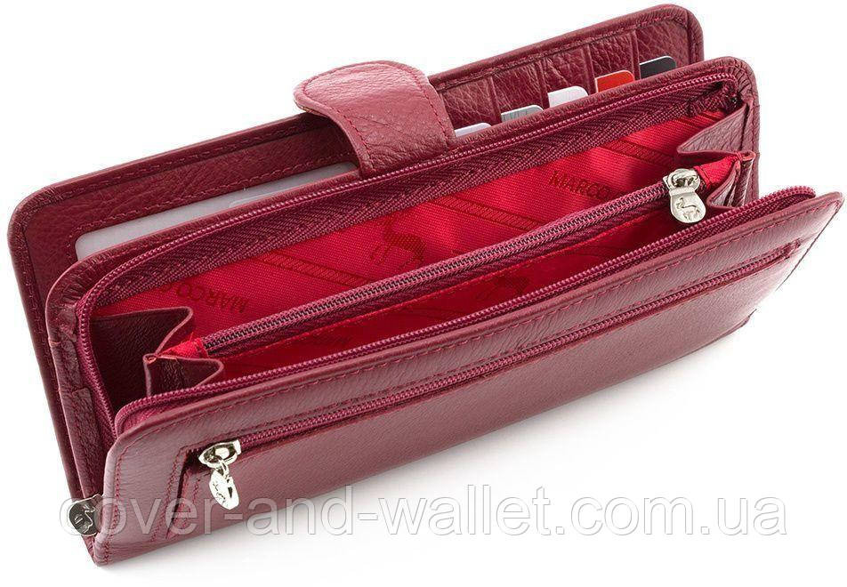 Стильный кожаный кошелек купюрник бордового цвета  Marco Coverna Киев - изображение 7