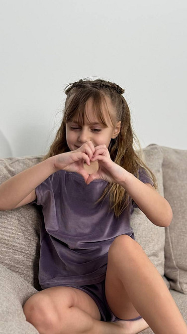 Дитяча піжама з плюш-велюру Ліловий 134-140 Харків - фото 2