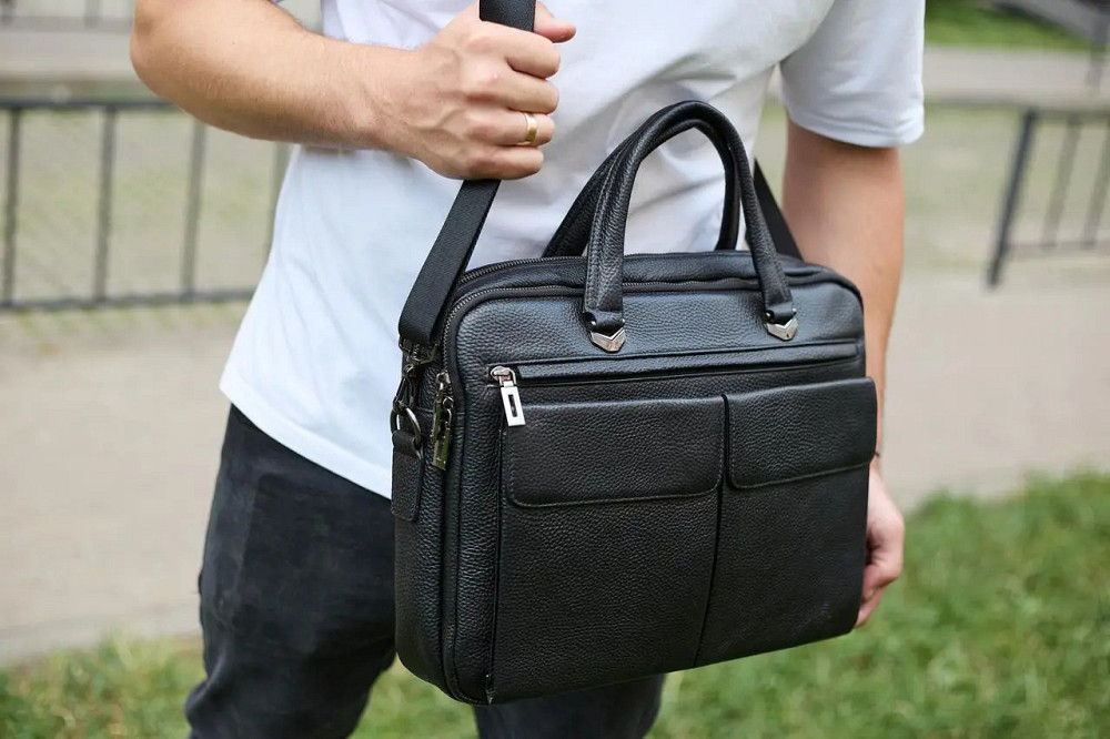 Мужская кожаная деловая сумка портфель для вещей и документов Tiding Bag Горизонтальная кожаная мужская сумка Киев - изображение 7