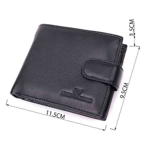 Горизонтальний гаманець середнього розміру з натуральної шкіри ST Leather 22454 Чорний Київ