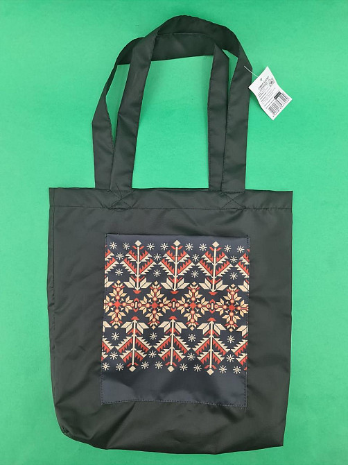 Сумка з кишенею "Вишиванка" 03 40х35 см ручка 60 см чорна горизонтальна (1 шт.) Харків - фото 4