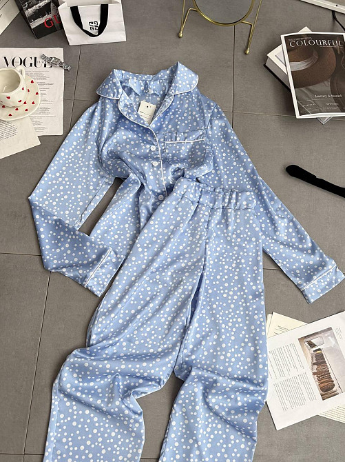 Жіночий стильний домашній костюм-двійка турецький шовк Блакитний, 42/44 Одеса - фото 3