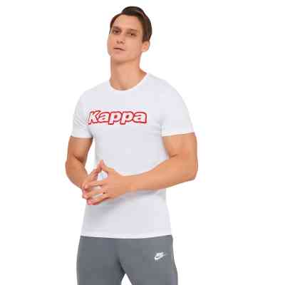 Футболка Kappa T-shirt Mezza Manica Girocollo K1335 Bianco con stampa logo pet білий XXL (8032522599122) Винница