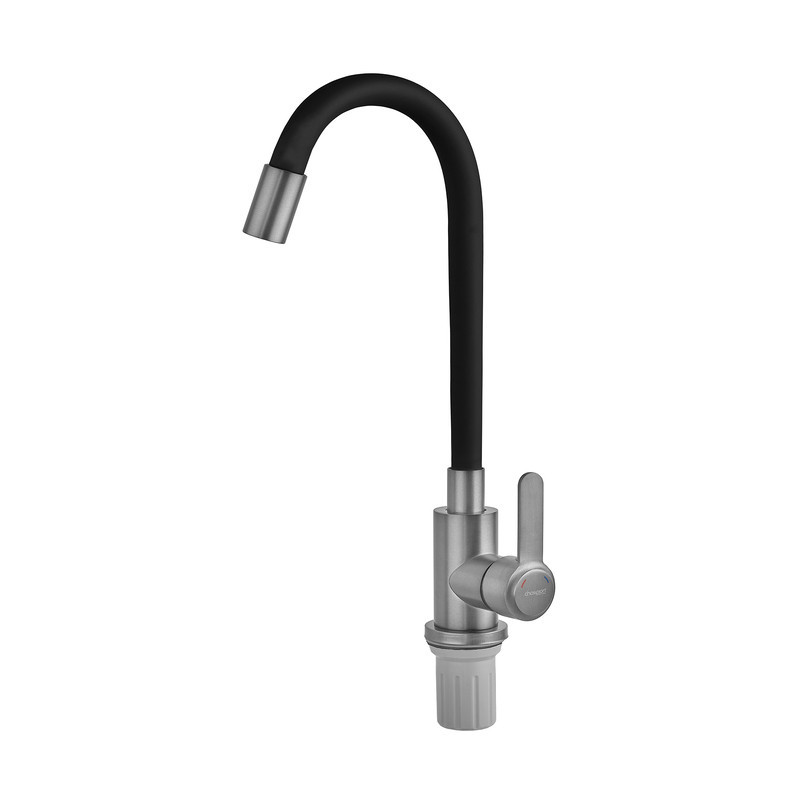 Кухонный смеситель Champion EZA-011 Graphite REFL.Black с черным силиконовым изливом из нержавеющей стали (MX9555) Харьков - изображение 6