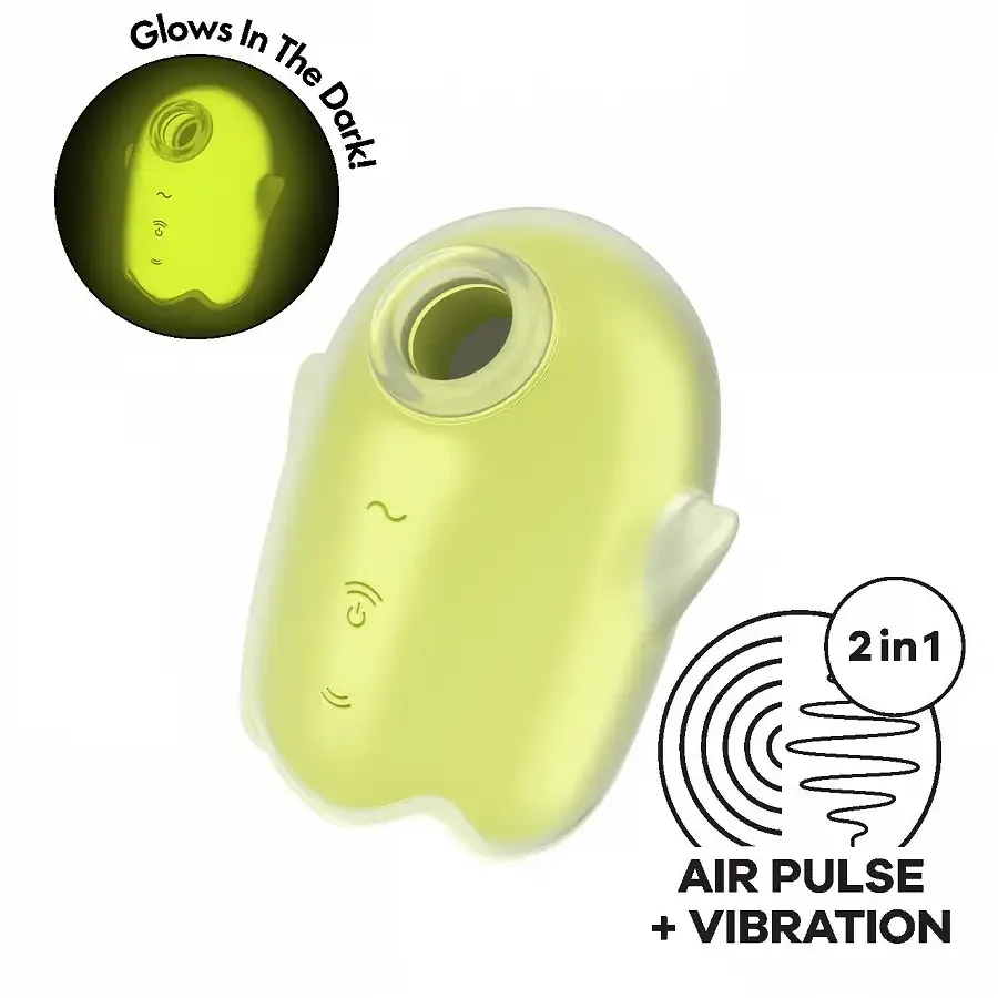 Вакуумний кліторальний стимулятор із вібрацією Satisfyer Glowing Ghost Yellow Львів - фото 1