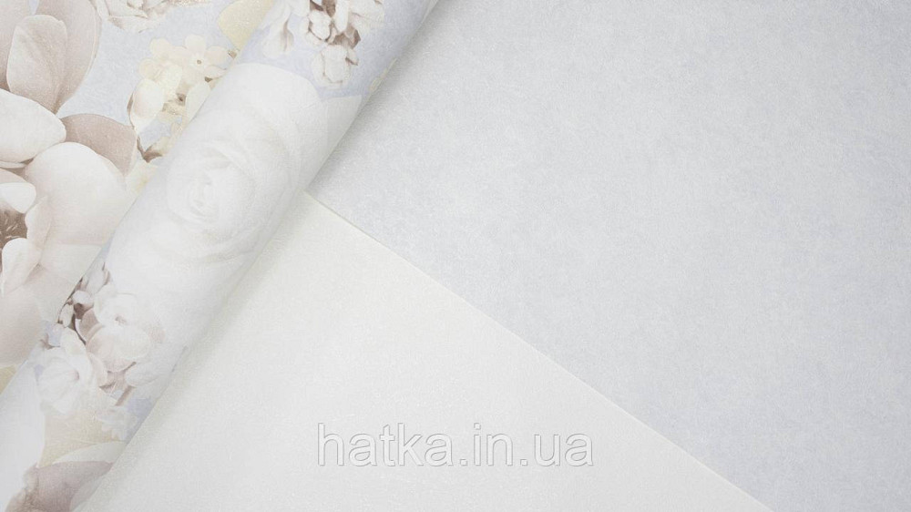 Обои виниловые на флизелине горячего тиснения Sintra Atmosphere цветы розы белые беж серые голубые 512203 Киев - изображение 9