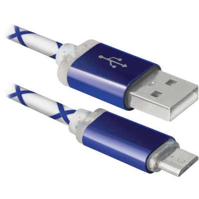 Дата кабель USB08-03LT USB - Micro USB, BlueLED backlight, 1m Defender (87555) Вінниця