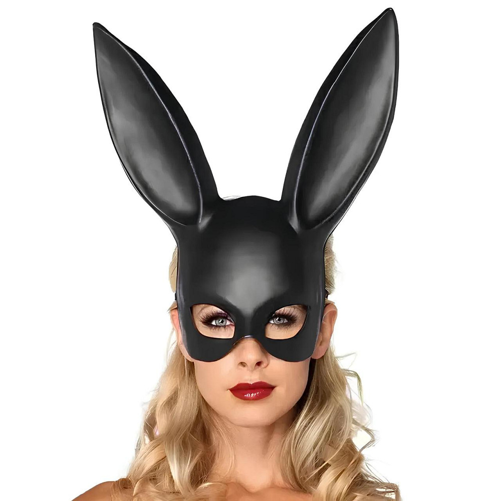 Маска кролика PlayBoy RESTEQ 36 см — черная матовая костюмная маска для вечеринок, косплея и Хэллоуина Киев - изображение 1