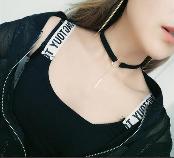 Чокер жіночий чорний з підвіскою Київ - фото 1