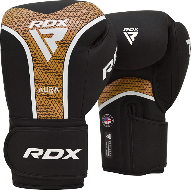 Боксерські рукавиці RDX AURA PLUS T-17 Black Golden 16 унцій (капа в комплекті) Кам'янське - фото 2
