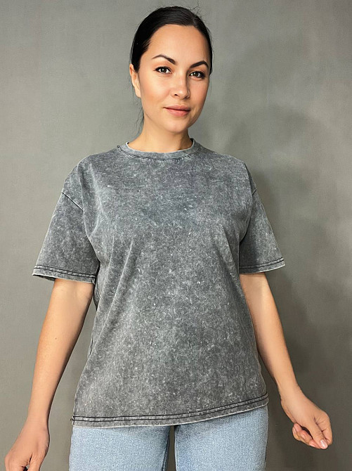 Футболка жіноча A-N 26662 тай-дай варена базова універсальна, сірий, one size Одеса - фото 9