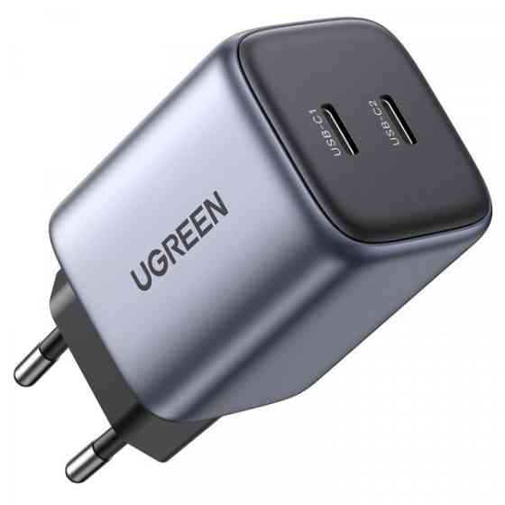 Зарядний пристрій 2xUSB 45W GAN (Type-C 25W+20W) PD CD294 Ugreen Сірий (90573) Київ