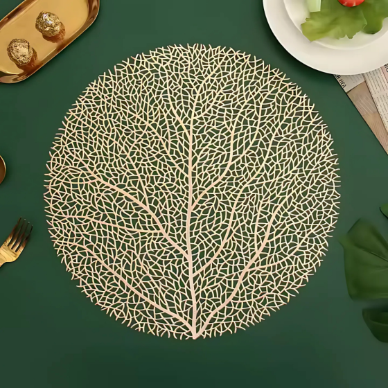 Сервірувальна серветка під гаряче кругла, килимок сервірувальний золотистий набір 2 шт Кам'янець-Подільський