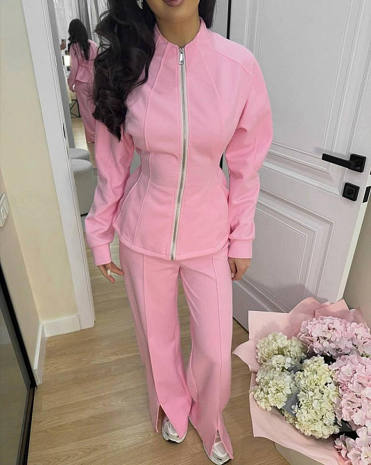 Женский стильный повседневный костюм двойка турская петля Розовый, 46/48 Одесса - изображение 1