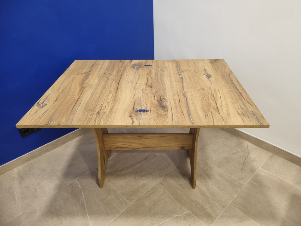 Маленький узкий обеденный кухонный уголок на кухню с раскладным столом и мягкими табуретками Дуб Флагшток Львов - изображение 10