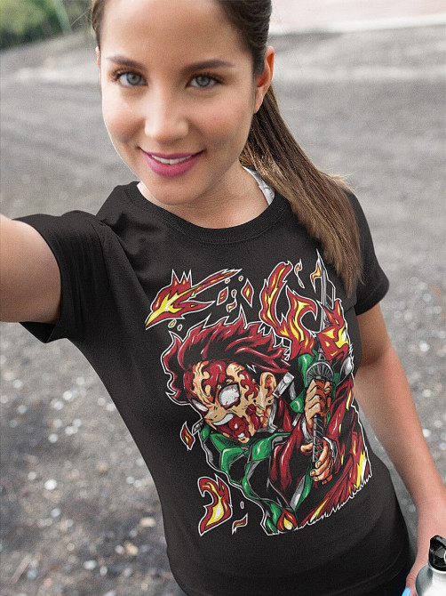 Футболка для хлопчика з аніме принтом Вбивця демонів оверсайз (зріст від 165 до 180) Чорний AnimeJ0371m Дніпро - фото 7