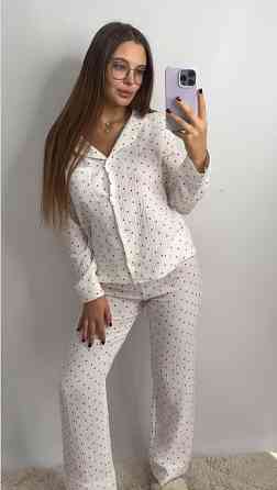 Женский комплект из натуральной ткани Сердечки, Белый, M-L Харьков