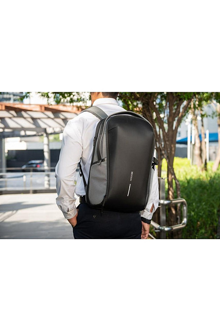 Рюкзак городской Bobby Bizz Business 18л-25л для ноутбука 16 дюймов с защитой от краж и порезов (Серый) Винница - изображение 18