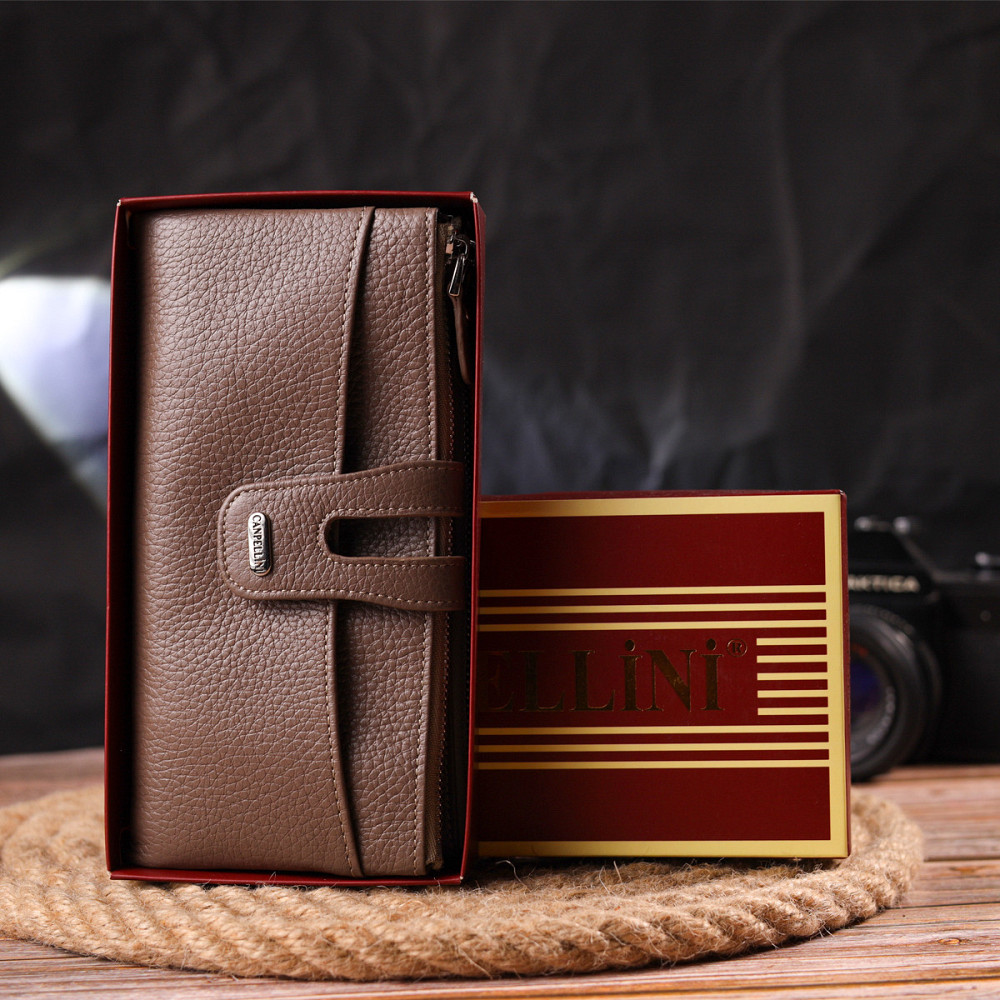 Интересный кошелек из натуральной зернистой кожи CANPELLINI 21634 Бежевый Киев - изображение 10