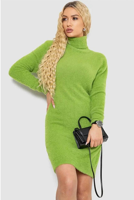 Женское базовое теплое платье туника из ангоры Оливка Одесса - изображение 1