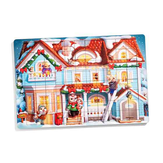 Пазл дитячий дерев'яний "Котячий будинок" (ПСД249) PSD249, 176 елементів Вінниця