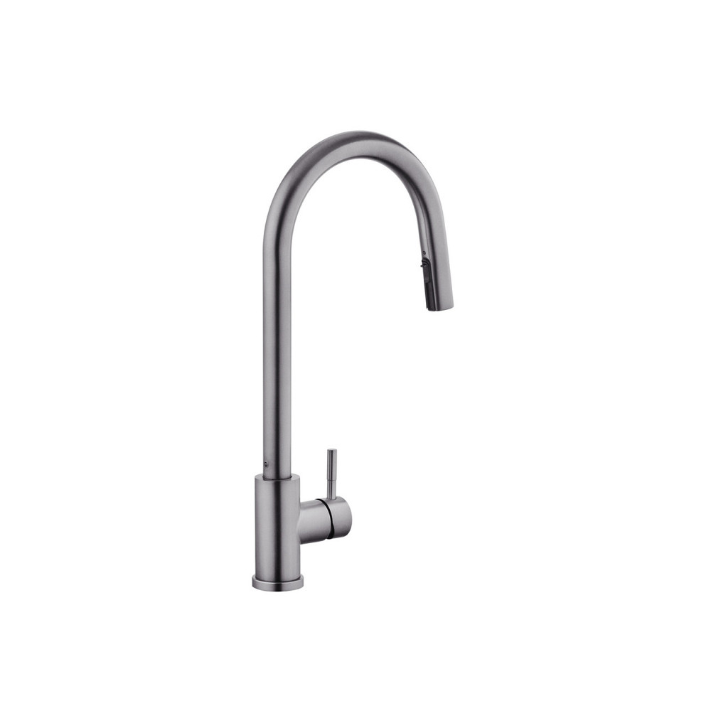 Змішувач для кухні з висувним виливом Kroner KRP Edelstahl Klassisch - PVD03915 графіт Київ - фото 3